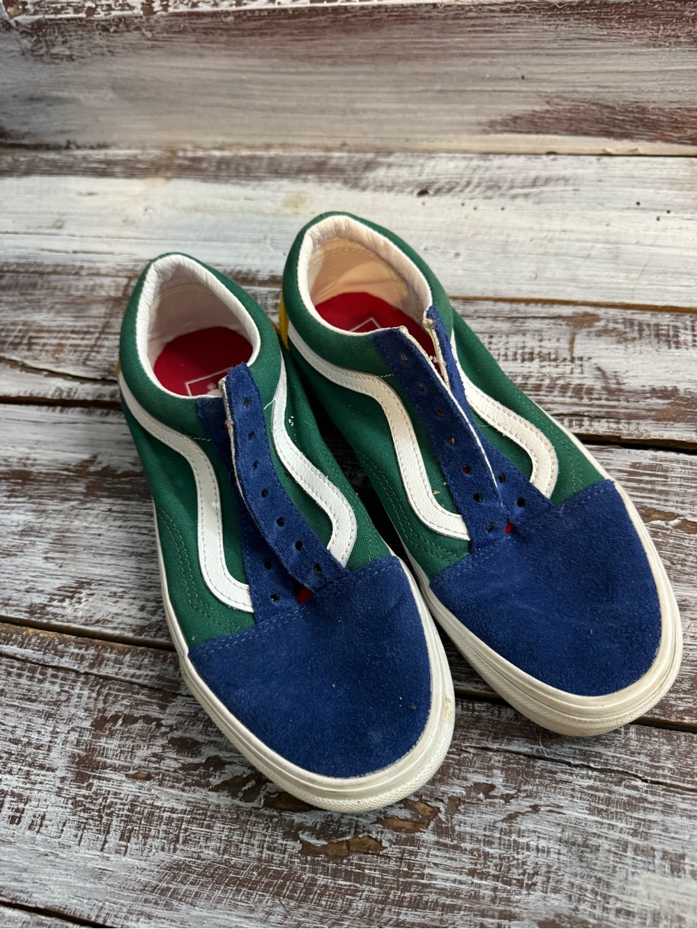 Vans Green & Blue Low-Top Sneakers with White Side Stripe - Picture 2 of 7